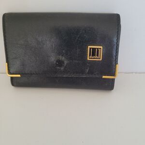 Dunhill Key Case Hooks Holder Wallet Logo Black Trifold Designer Coin Retro